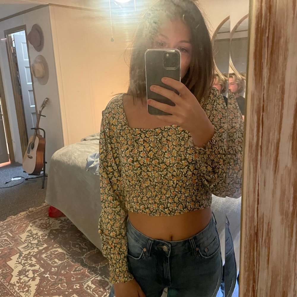 long sleeve floral top